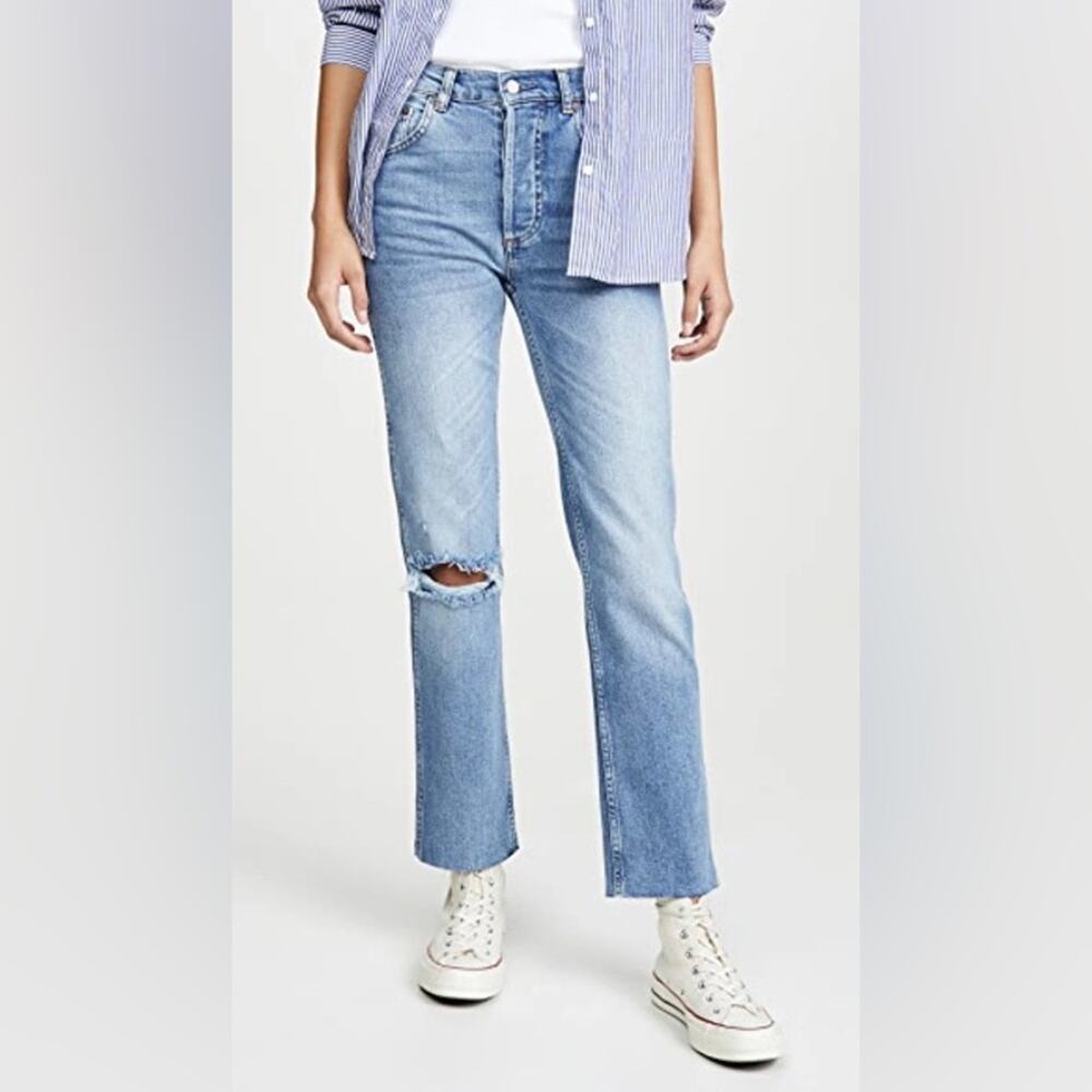 Boyish The Dempsey High-Rise Straight Jeans in Claire’s Knee Women’s Sz 24